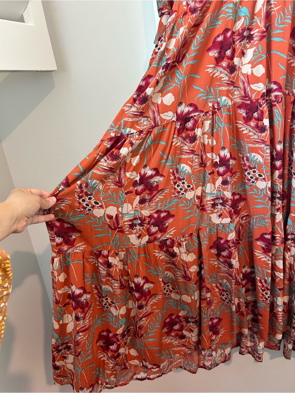 NWT Natural Life Orange Floral Tiered Button Front Maxi Dress Size L - Picture 8 of 10